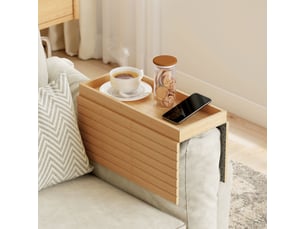Plateau d'accoudoir de canapé pliable en bambou 45 x 33,5 x 3 cm