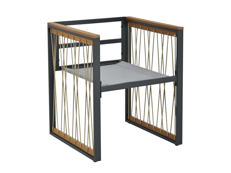  Salon de jardin,117x117 cm,7 pièces 6 places,verre trempé,noir naturel  - Conforama E