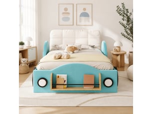 Lit coffre 90x200 cm <strong>OKMYHOME</strong>  <strong></strong> coloris bleu