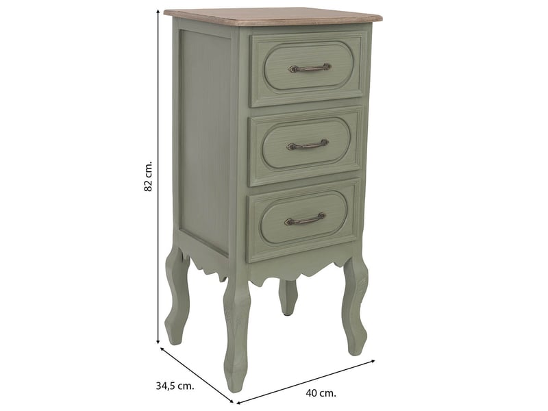  Table de chevet en bois vert 40x34,5x82 cm h  - Conforama C