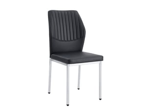 Lot de 4 chaises de salle à manger en cuir pu noir, pieds en métal argenté, style luxe léger, hauteur 93 cm