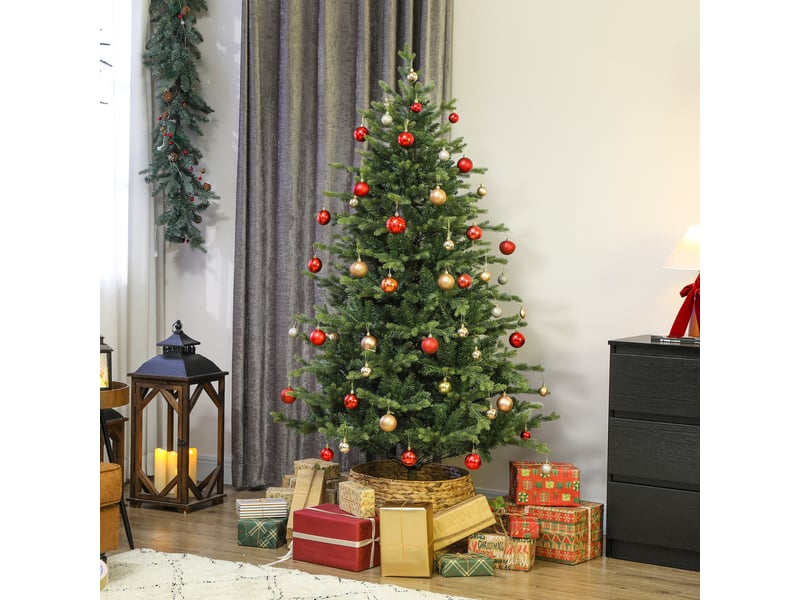  Sapin de noël artificiel de 180 cm, véritable sapin de noël avec 1660 points d'articulation sur les branches, support en métal, vert  - Conforama B