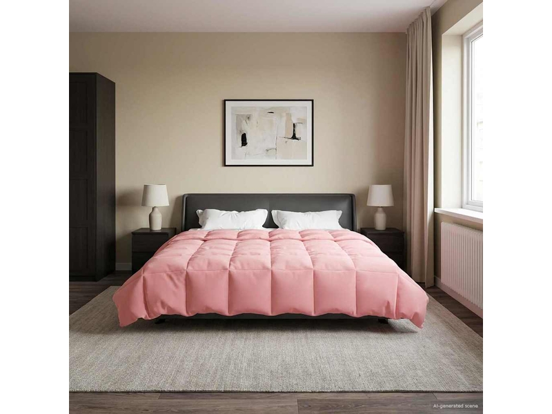  Couette - duvet d'été 200 x 200 cm été microfibre (100% polyester) rose  - Conforama B