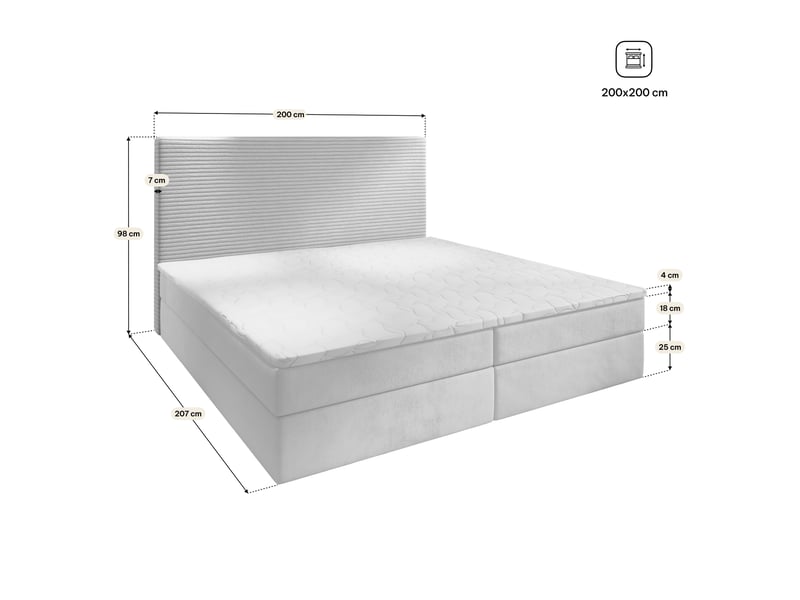 Boxspring giarro 200x200 cm, lit complet avec matelas, noir - Conforama E