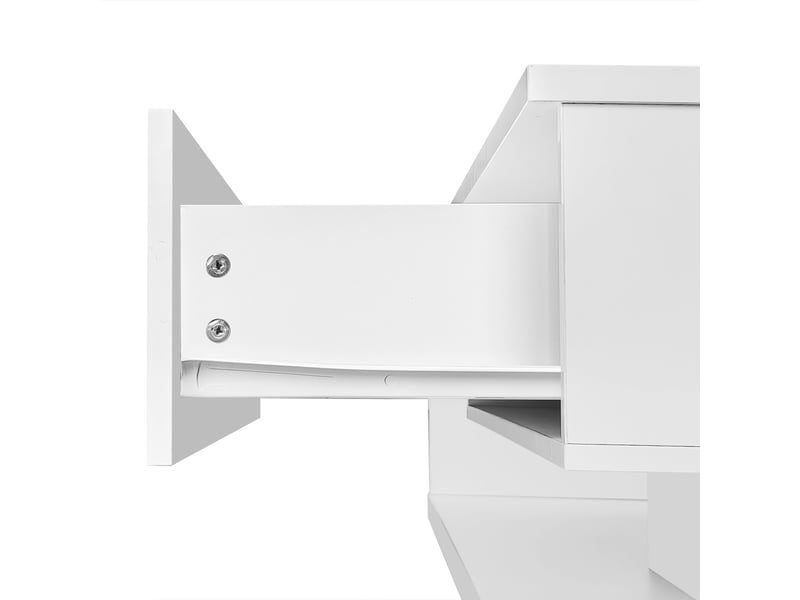  Table basse avec niche led et plateau en verre trempé pour salon 105×55×32,5 cm blanc  - Conforama D