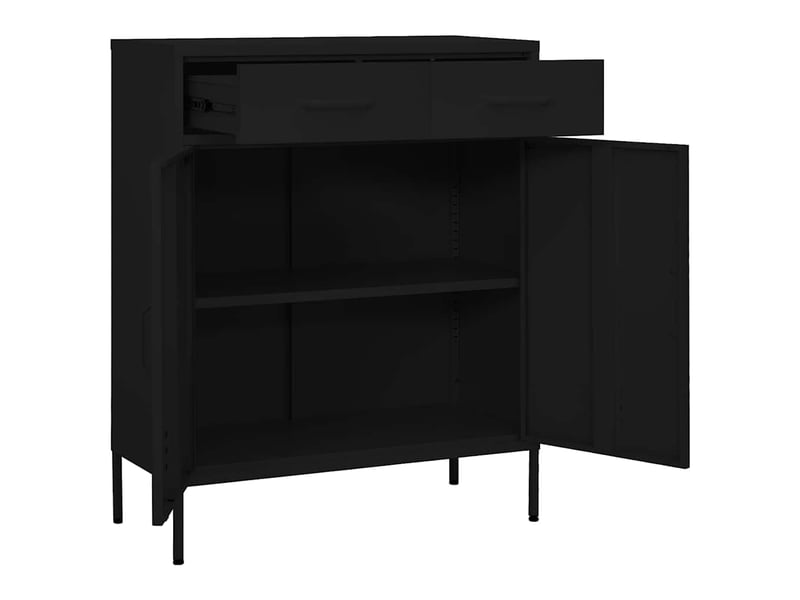  Armoire de rangement, rangement bureau noir 80x35x101,5 cm acier shl6815  - Conforama E