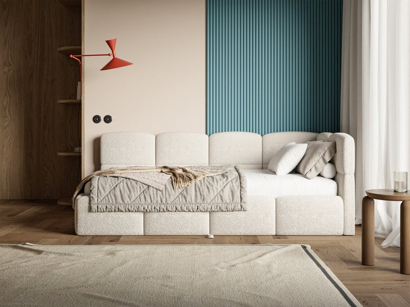  Selsey cloudy - lit rembourré - 170x185 cm - bouclé beige clair - côté droit Cloudy - Conforama B