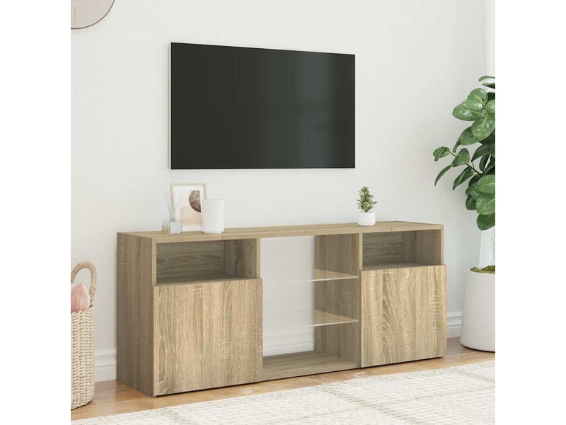 Meuble tv - banc tv - meuble de rangement avec lumières led chêne sonoma 120x30x50 cm  - Conforama D