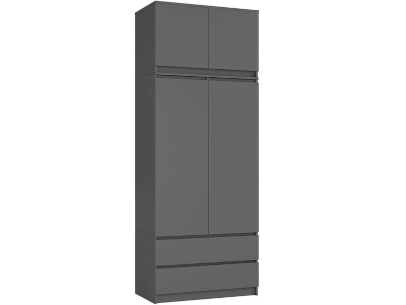  Armoire avec surmeuble akord s90 gris graphite 90 cm 2 portes 2 tiroirs façade gris graphite 6 étagères 90x51x234 cm  - Conforama A
