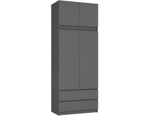 Armoire 4 porte(s) 2 tiroir(s) AKORD coloris gris largeur 90 cm