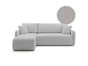 Canapé d'angle réversible convertible LOUNGITUDE ALYA 3 places Tissu bouclette Gris clair