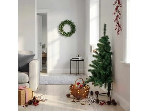 Sapin de noël artificiel, arbre de noël moitié avec support vert 120 cm pvc