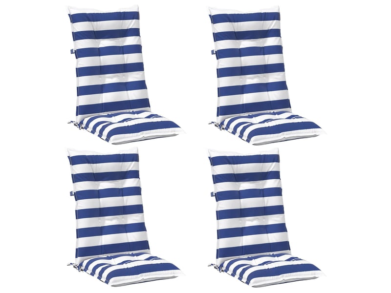  Lot de 4 coussins d'extérieur, coussins de chaise tissu bleu et blanc 120 x 50 x 7 cm cf56421  - Conforama A
