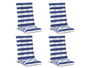 Lot de 4 coussins d'extérieur, coussins de chaise tissu bleu et blanc 120 x 50 x 7 cm cf56421