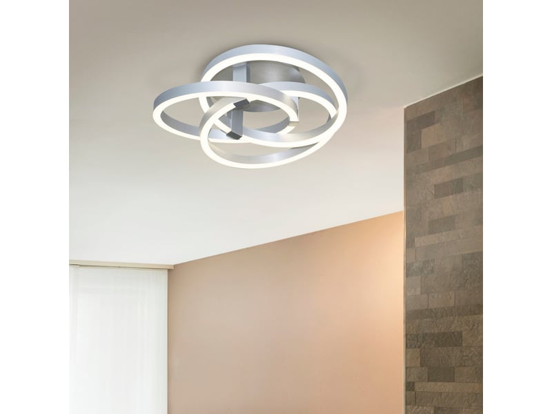  Naeve divora plafonnier semi-encastré à led intégré cct à intensité variable, aluminium, 2 800-6 800 k, télécommande  - Conforama C