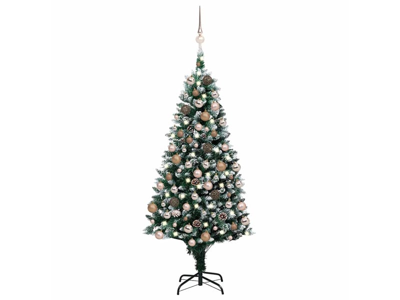  Sapin de noël, arbre de noël artificiel avec led boules pommes de pin 150cm  - Conforama B