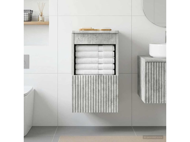  Armoire de salle de bain, meuble de rangement gris béton 30x41x50 cm  - Conforama B
