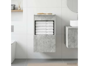 Armoire de salle de bain, meuble de rangement gris béton 30x41x50 cm