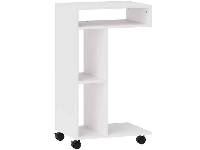  Table d'appoint c blanche à roulettes avec 4 étagères 40x30x69 cm  - Conforama A