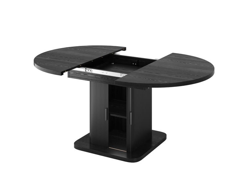  Table à manger 149 cm rangement portes coulissantes plateau amovible table extensible finitions noyer et noir  - Conforama C