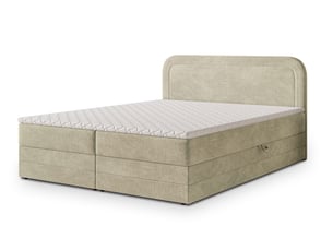 Lit avec rangement 160x200 cm <strong>MASSENO</strong>  <strong></strong> coloris beige