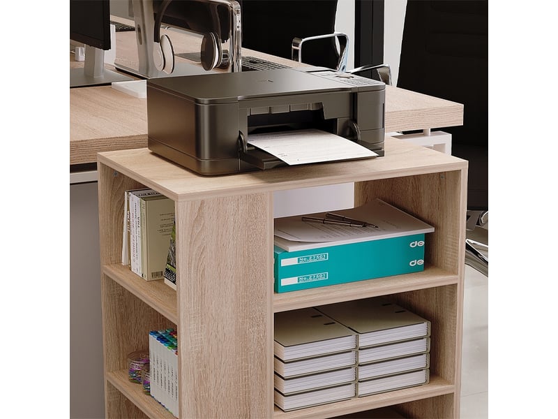 Support d'imprimante multifonctionnel, étagère, meuble de rangement, marron clair - Conforama B