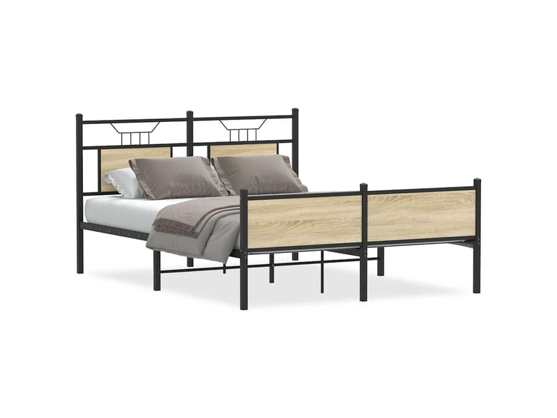 Lit double- lit adulte - cadre de lit sans matelas chêne sonoma 150x200 cm - Conforama A