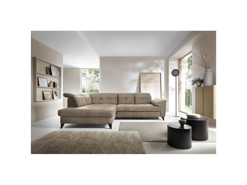 Canapé d'angle beige 5 places angle gauche mousse hr inferno - Conforama E