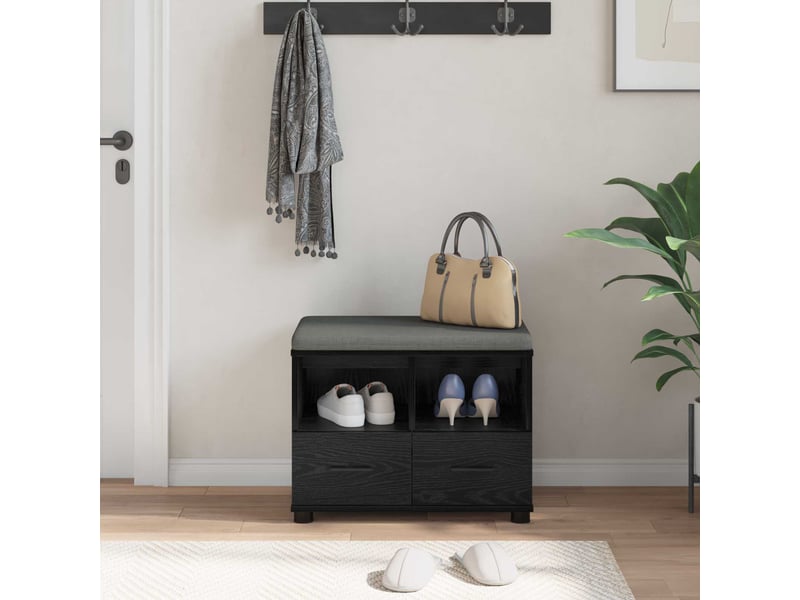  Banc d'entrée, banc interieur chêne noir 60x38x46 cm  - Conforama D