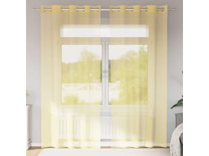 Lot de 2 rideaux en voile, voilages avec œillets jaune cf44369