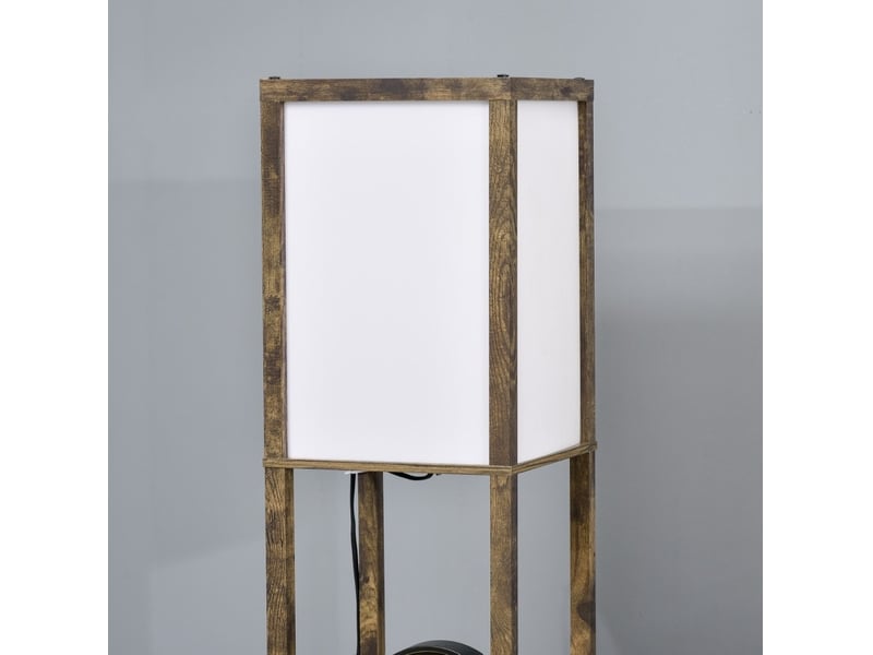  Lampadaire avec rangements 26x26x160 cm e27 bois brun rustique  - Conforama E
