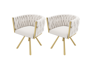 Chaise de salle à manger pivotante,59x44x72 cm,velours,beige et doré