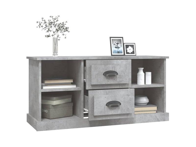  Meuble tv - banc tv - meuble de rangement gris béton 99,5x35,5x48 cm bois d'ingénierie  - Conforama E