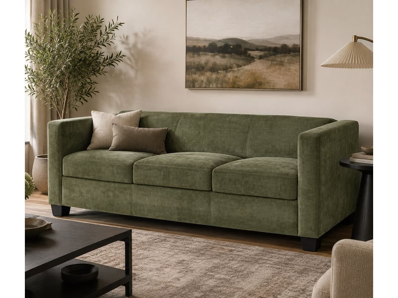  Canapé 3 places lille, canapé lounge 3 places, suspension nosag, tissuchenille (260 gm²) 190 cm - vert  - Conforama B