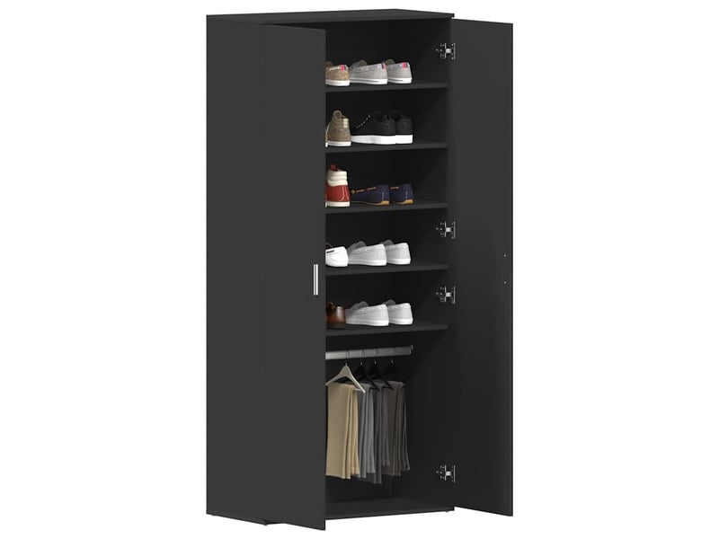  Meuble à chaussure, cabinet à chaussures 80x39x178 cm bois d'ingénierie noir  - Conforama C