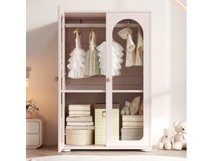 Armoire 2 portes pour chambre d’enfant avec penderie et rangement 80x50x120 cm baby pink cravdom