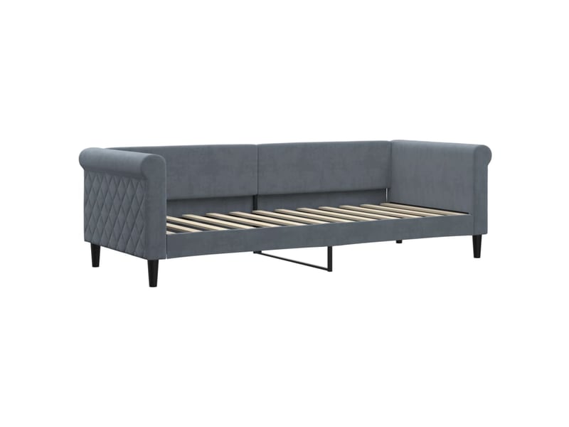  Lit simple- lit adulte -  lit de jour avec matelas gris foncé 80x200 cm velours  - Conforama B