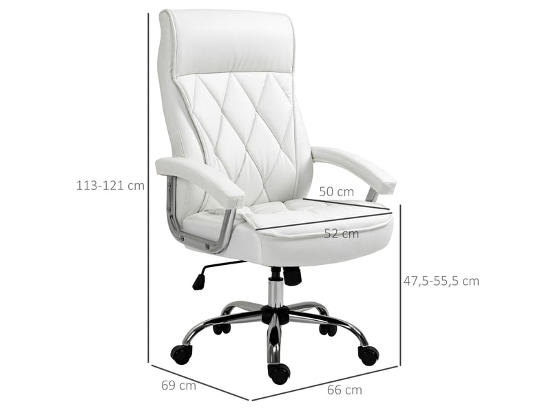  Fauteuil de bureau,66x69x121 cm,avec fonction bascule,similicuir,blanc  - Conforama C