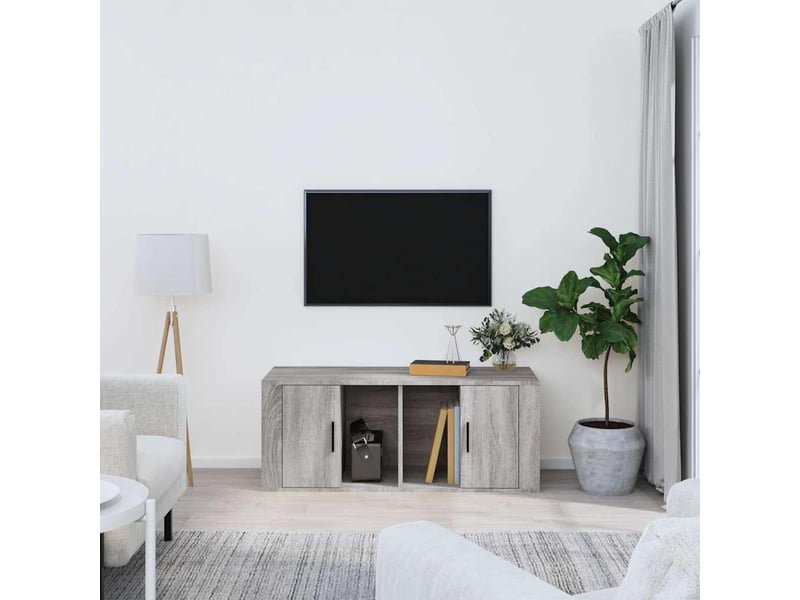  Meuble tv - banc tv - meuble de rangement sonoma gris 100x35x40 cm bois d'ingénierie  - Conforama B