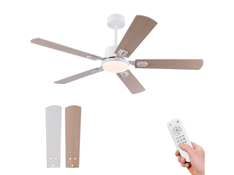  Ventilateur de plafond avec éclairage led télécommande 5 pales 132x132x37 cm  - Conforama A