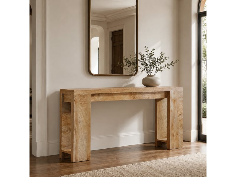  Console d'entrée 160 cm au style rustique en panneau de particules marron  - Conforama D