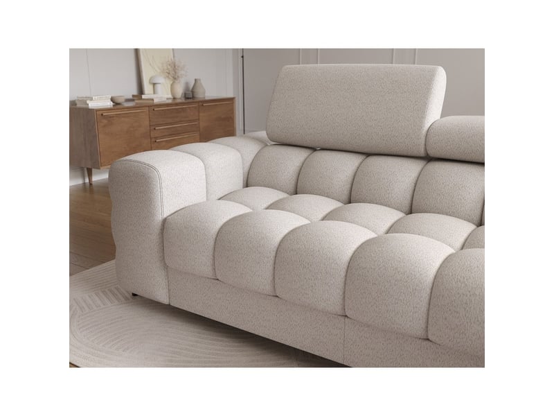  Canapé d'angle droit convertible beige allure contemporaine 285x99x181cm filtro  - Conforama D