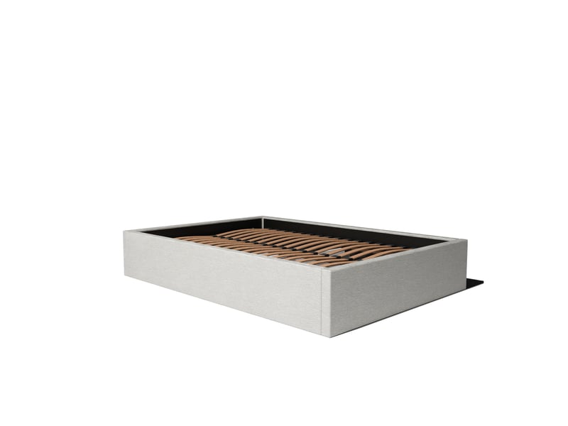  Lit coffre 140x190cm sans tête - blanc cassé - tissu bouclé - emma  - Conforama A