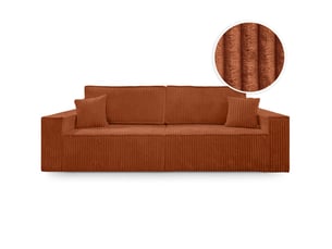 Canapé droit convertible LOUNGITUDE FARAH 3 places Velours orange avec coffre de rangement