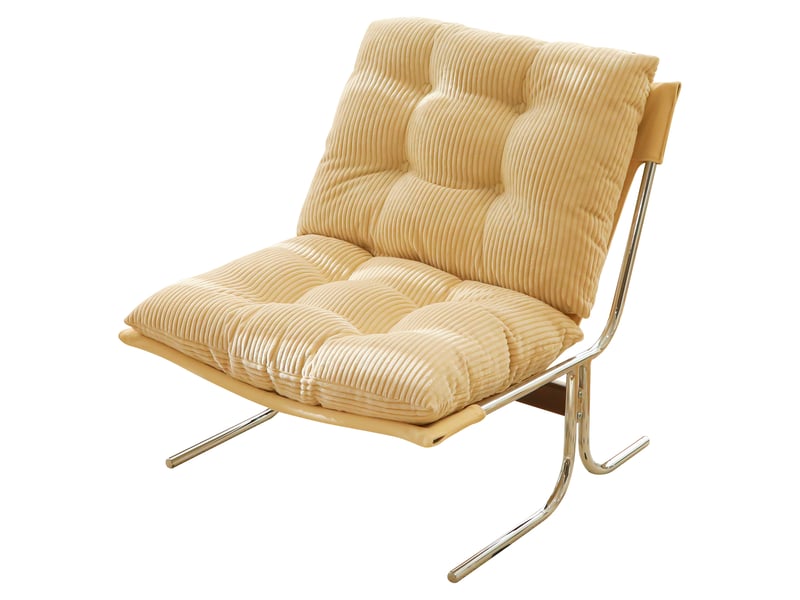  Fauteuil couleur crème 72x84x85cm - fauteuil lounge en velours côtelé style barcelone avec housse amovible et pieds en métal.  - Conforama A