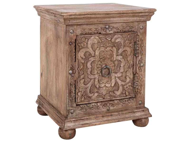  Table de chevet en bois brun fabriquée à la main, 50x40x59 cm h  - Conforama B
