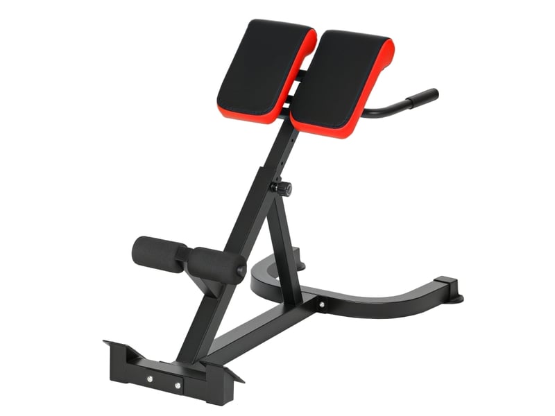  Banc d'hyperextension 112 x 62 x 88 cm rouge et noir en acier, réglable pour exercices du dos à domicile  - Conforama A