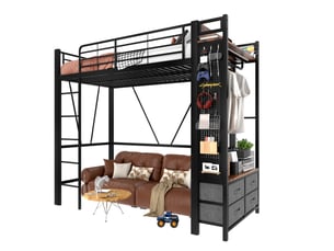 Lit mezzanine 90x200 cm OKWISH coloris noir