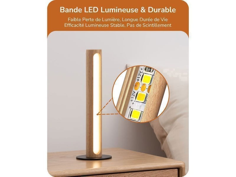  Lampe de chevet led tactile 3 températures 3000 4500 6000k bois beige eh1307 370618_AAAYU30214_6_DROPFR - Conforama E
