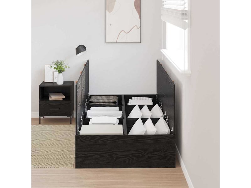  Lit simple- lit adulte -  cadre de lit avec rangement avec porte chêne noir 80 x 200 cm  - Conforama B